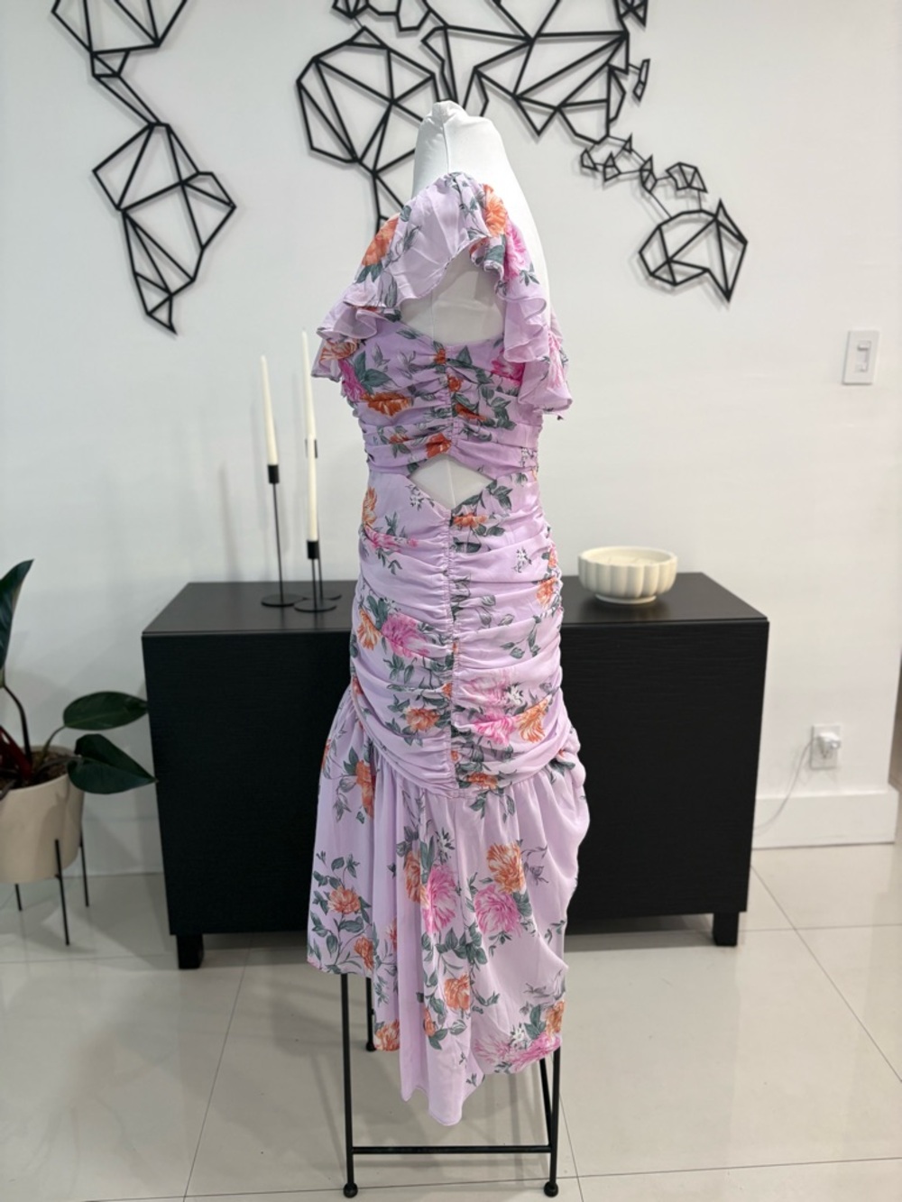 Astr Lavender Floral Ruffle High-Low Dress - Picture 3 of 8